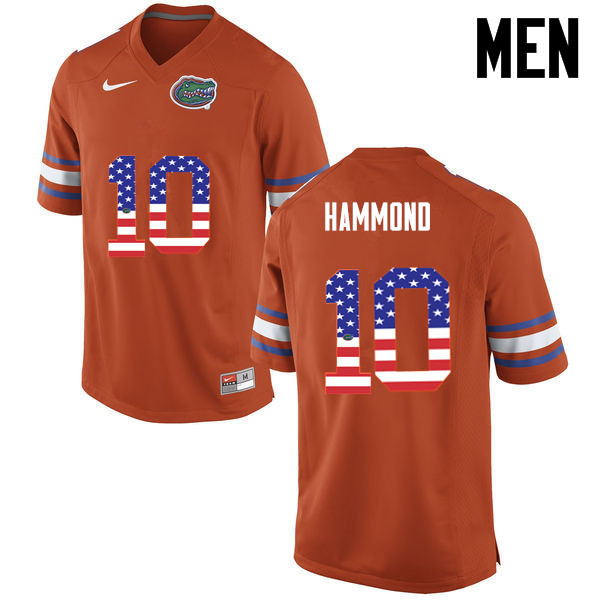 Men Florida Gators #10 Josh Hammond College Football USA Flag Fashion Jerseys-Orange - Click Image to Close